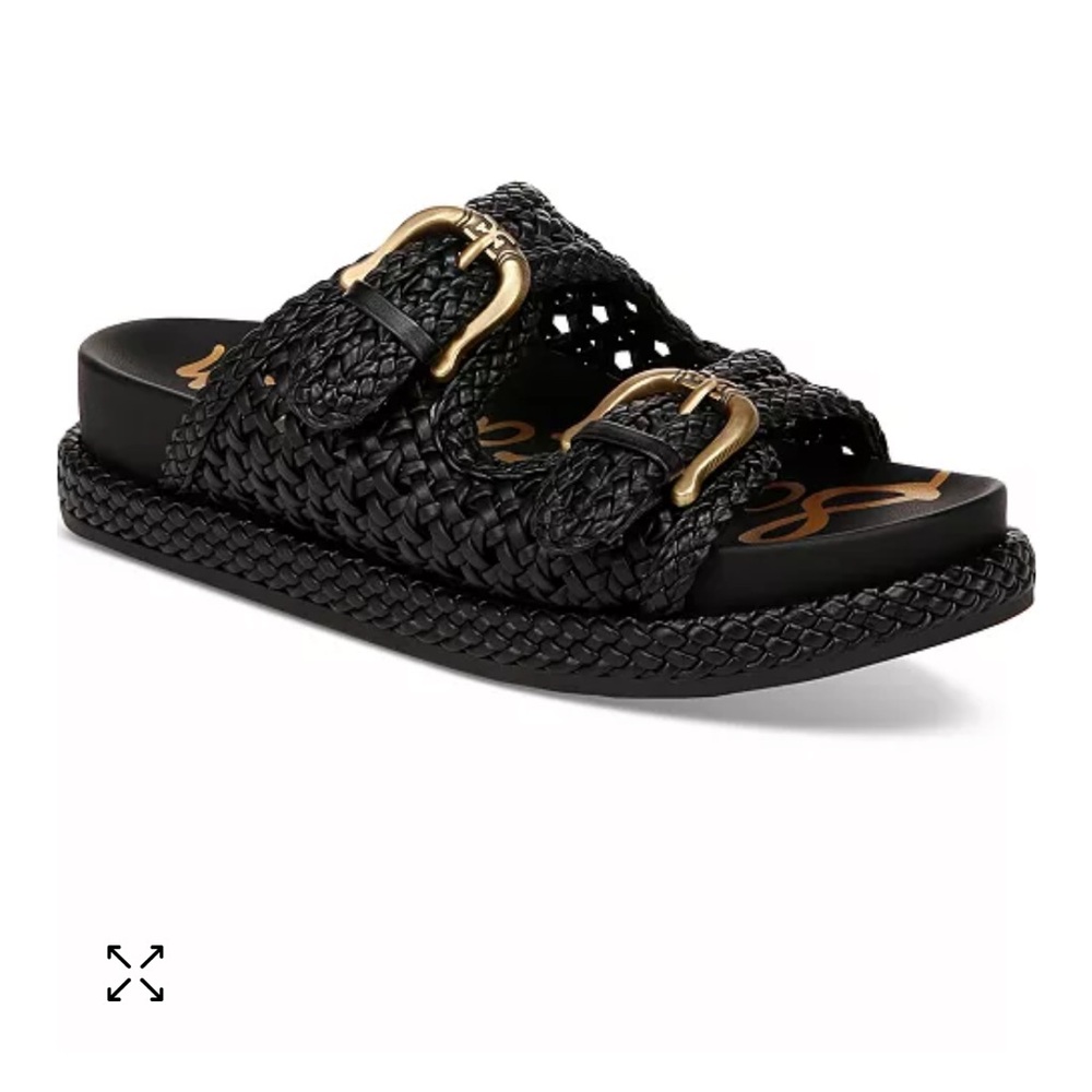 Sam Edelman Black Sandals with Gold Buckles